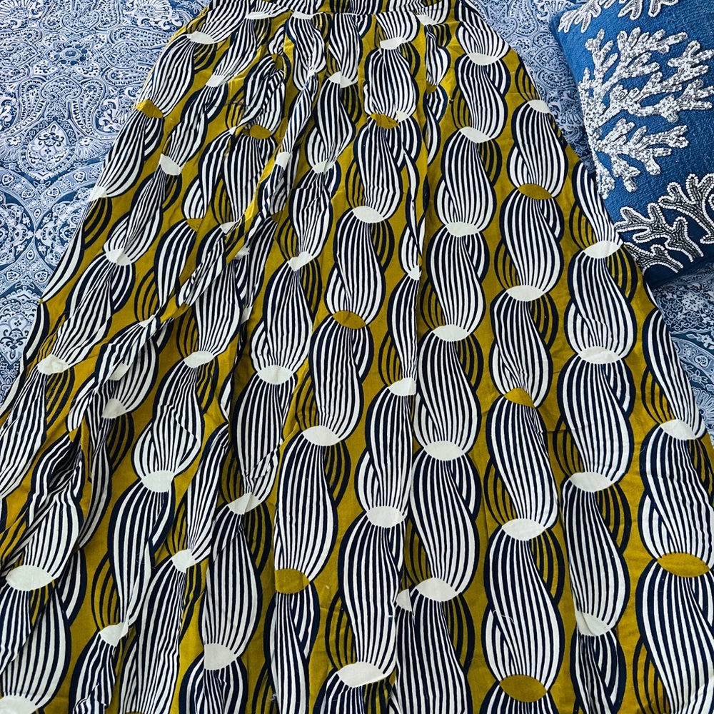 Francis and Benedict Stylish Yellow and Black Maxi Skirt Made in Togo, Africa Sm